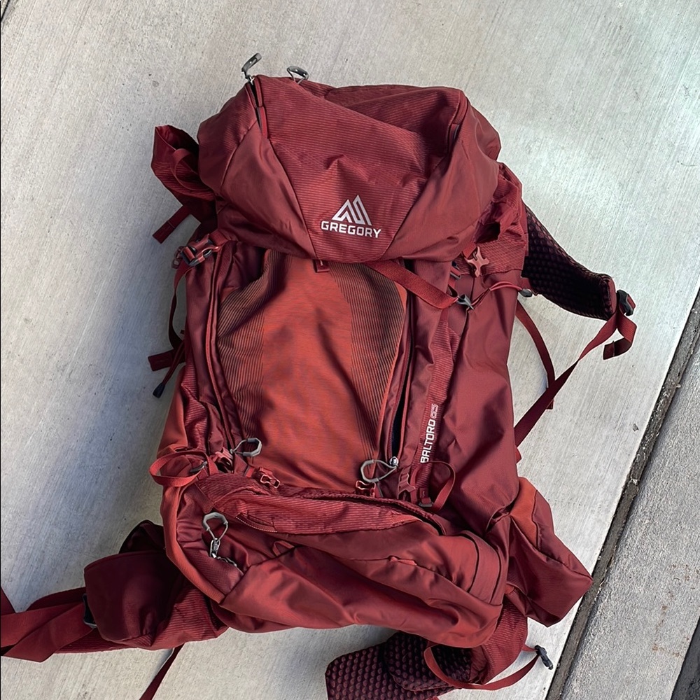Gregory Red Adventure Backpack with Compression Straps